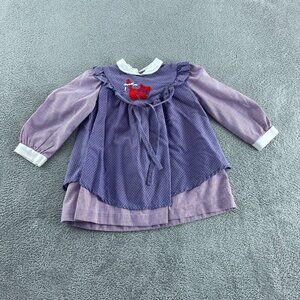 Vintage Bonnie Jean Girls Size 4 Purple & Pink Long Sleeve Dress 1508